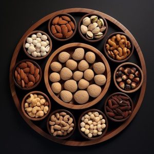 Nutty Array TopView Collection of Nuts _ Premium AI-generated image